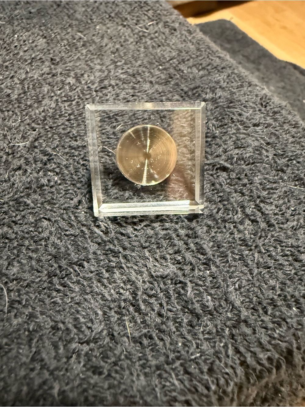 Clear Square Acrylic Knob with Brushed Gold Center - Picture 4 of 5